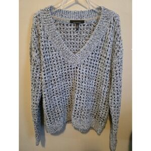 White House Black Market Chunky Knit Sequin Sweater Womens Sz L Preppy Boho